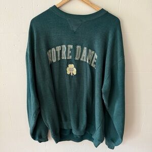 Vintage Notre Dame | Green Logo College Graphic Sweatshirt |Size XL